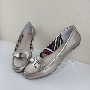 Anne Klein Jaren Gold Metallic Faux Leather iFlex Loafers Women's Size 8.5 M